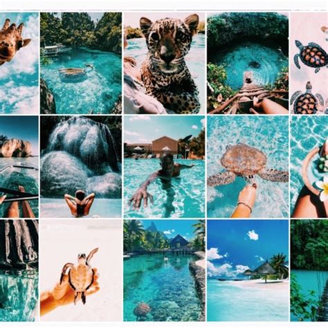 Wall Collage Kit Beach Blue Aesthetic Digital Download 50 Etsy