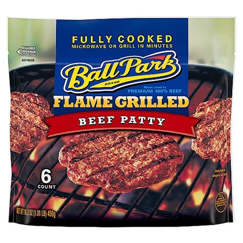 Ball Park Flame Grilled Beef Patty 6 Count 162 Oz