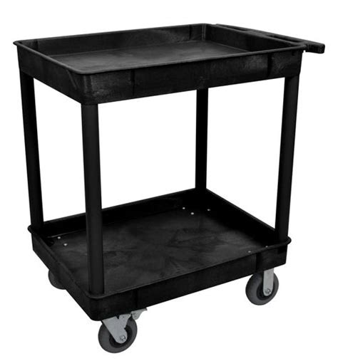 Luxor Black 24x32 2 Tub Cart W Sp6 Casters Pneumatic Casters Utility Cart Offex