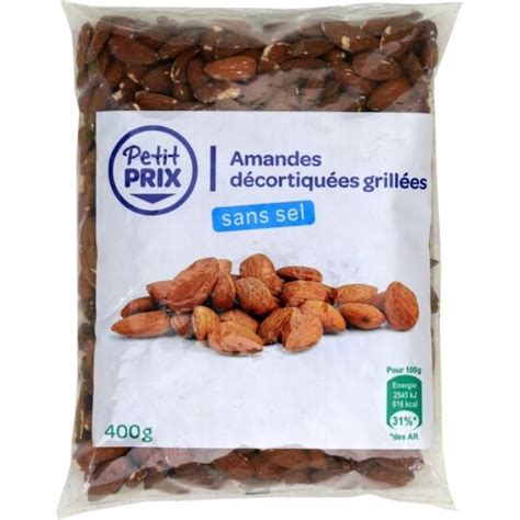 Amandes Décortiquées Grillées Sans Sel Le Sachet De 400g à Prix Carrefour