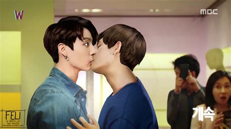 Bts W Two Worlds Au Taekook Kiss Scene Youtube