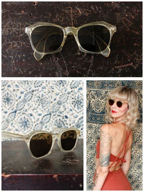 1940s Sunglasses Clear Celluloid Sunglasses With Dark Lens Vintage 40s Sunglasses In 2022