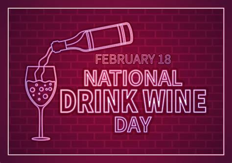 Premium Vector National Drink Wine Day On February 18 With Glass Of