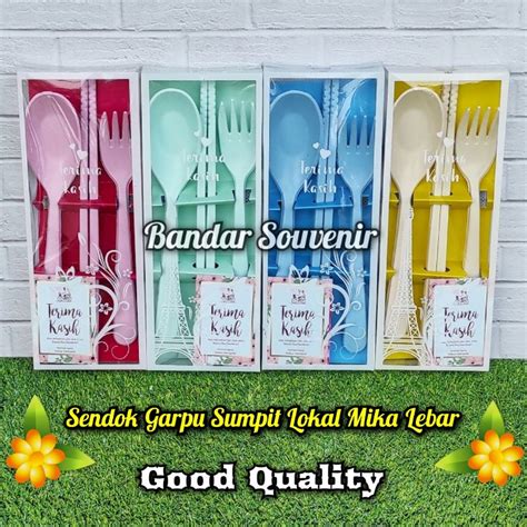 Jual Isi 50 Sendok Garpu Sumpit SGS Lokal Kemasan Mika Motif Lebar