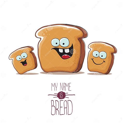 Vector Funky Cartoon Bread Character With Friends Isolated On White Background Funky Food