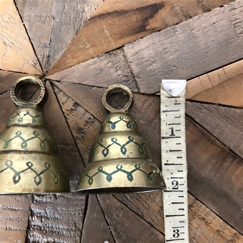 Bells Of Sarna India Brass Etched Bells Set Of Vintage Etsy