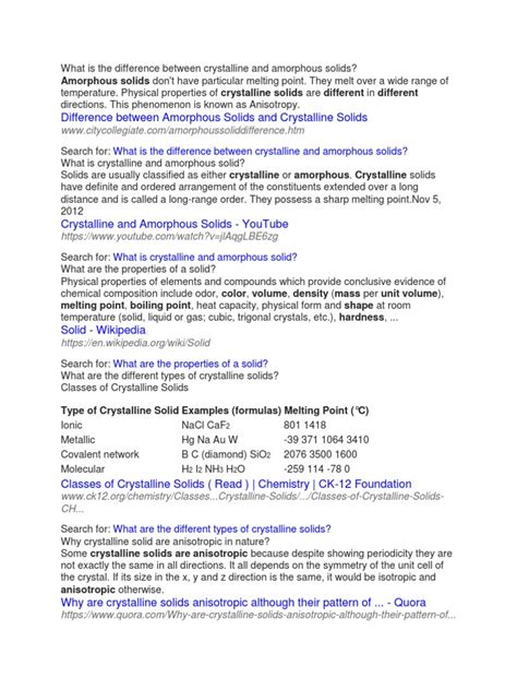 What Is The Difference Between Crystalline and Amorphous Solids | PDF ... 