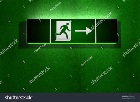 Glowing Green Emergency Exit Sign Stock Illustration 40809097 ...