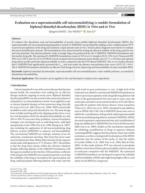 Pdf Evaluation On A Supersaturatable Self Microemulsifying S Smdds