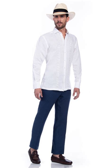 Guayabera Blanca Ropa Guayabera Blanca Pantal N Azul