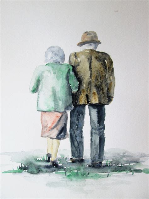 Original By Marjansart Elderly Couple Being With Each Other Old Couple Walking Together Love