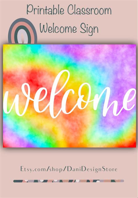 Rainbow Welcome Sign Etsy Classroom Signs Printable Welcome Sign Classroom Welcome