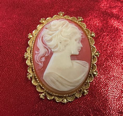 Vintage Gerry S Cameo Brooch Pin With Gold Plated Edges Etsy