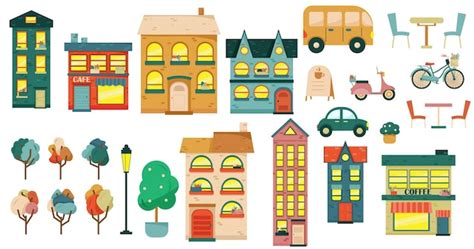 Premium Vector Big Set With City Elements To Make Your Own City