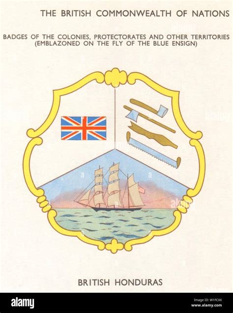 Belize Flags Badges British Honduras 1965 Old Vintage Print Picture