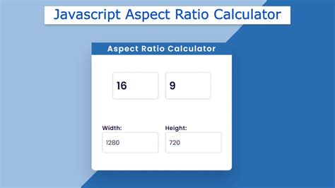 Aspect Ratio Calculator Using HTML CSS And JavaScript YouTube