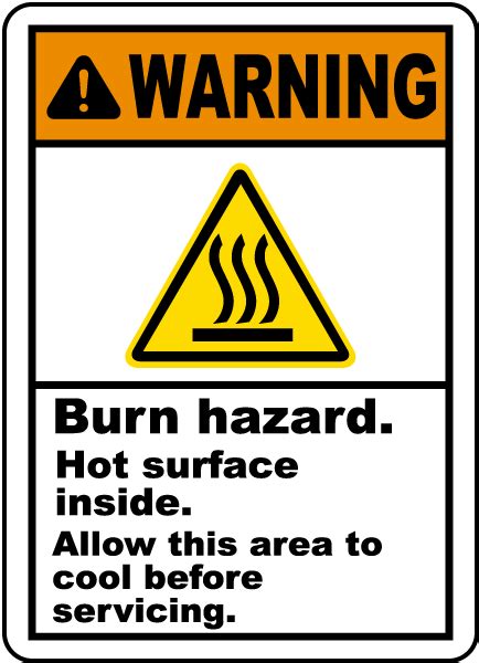 Burn Hazard Hot Surface Inside Label J6114 By SafetySign