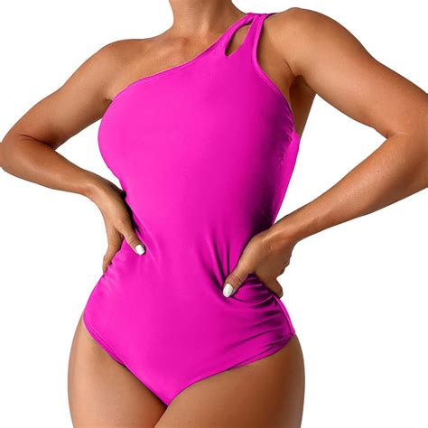 Vsssj One Shoulder Swimsuits For Women Cutout Solid Color Tummy Control