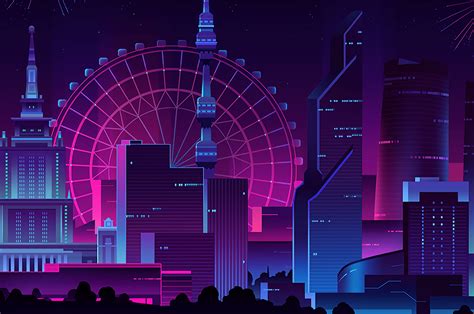 City Pixel Art Desktop Wallpaper