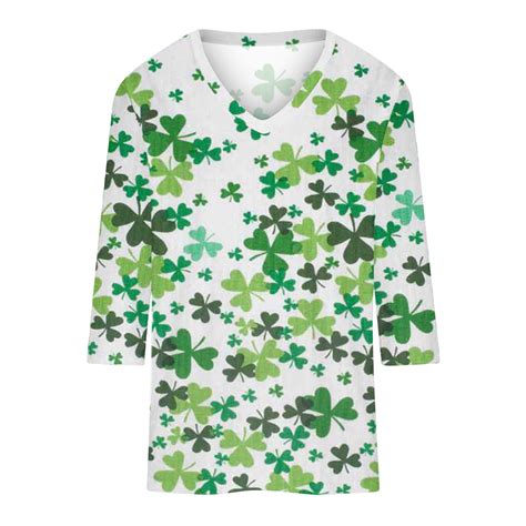 Fanxing Shamrock Decorations St Patricks Day Womens 3 4 Sleeves Tops