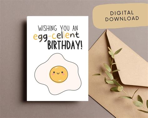 Wishing You An Egg Cellent Birthday Card Printable Pun Birthday Card