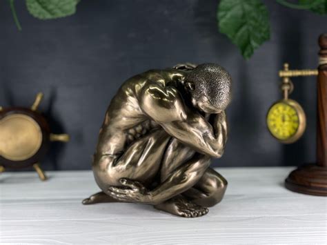 Naked Weeping Male Figurine Body Art Deco Statue Etsy