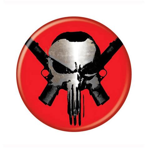 Punisher Skull and Guns Button