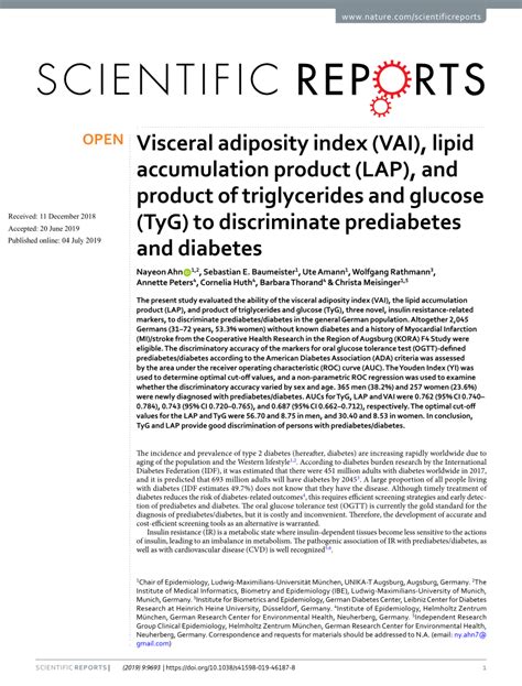 Pdf Visceral Adiposity Index Vai Lipid Accumulation Product Lap