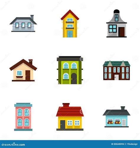 Iconos Fijados Estilo Plano De La Habitaci N Ilustraci N Del Vector