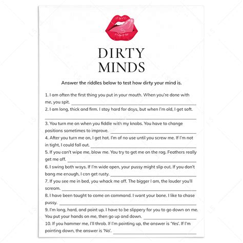 Dirty Mind Game Questions And Answers Printable Littlesizzle