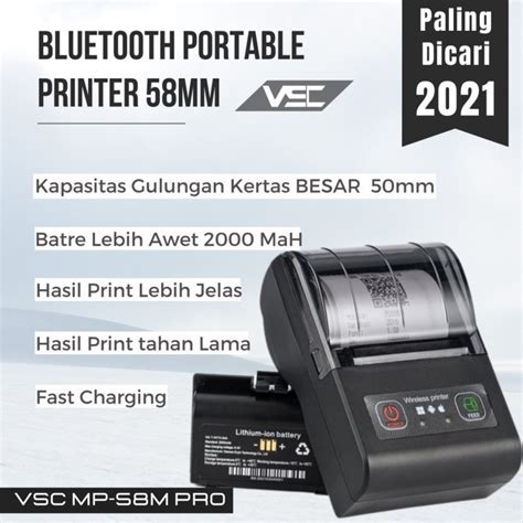 Jual Printer Thermal Bluetooth Mm Vsc Mp M Pro Baterai Mah