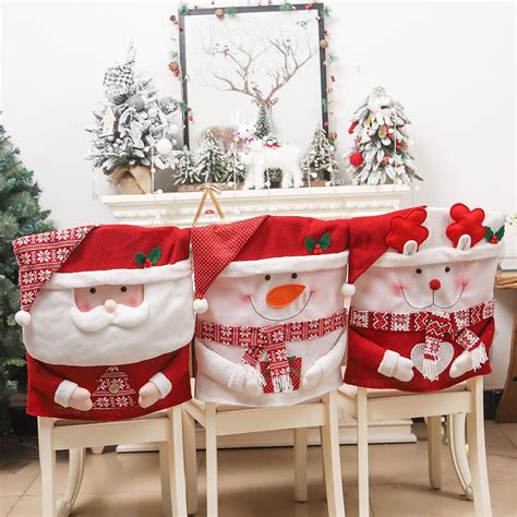 Amazon Oinrg Christmas Chair Back Covers Set Of D Cute Santa