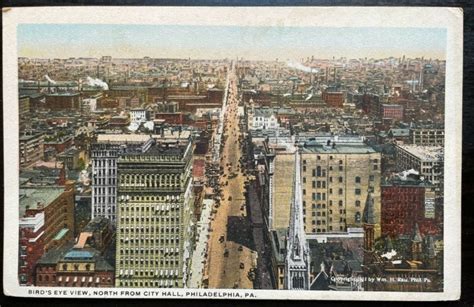 Vintage Postcard 1911 Bird S Eye View North From City Hall Philadelphia Pa United States