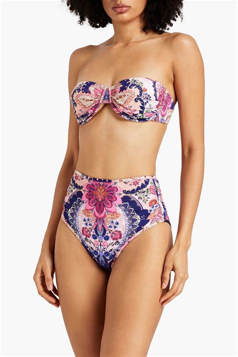 ZIMMERMANN Floral Print Underwired Bandeau Bikini Top THE OUTNET