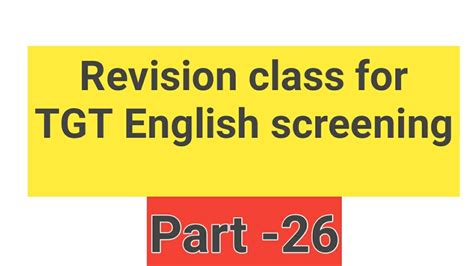 Revision Class For TGT English Literature Screening Hssc YouTube