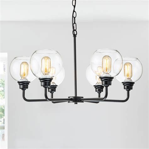 C Cattleya 6-Light Black Chandelier with Clear Glass Globes - Walmart.com