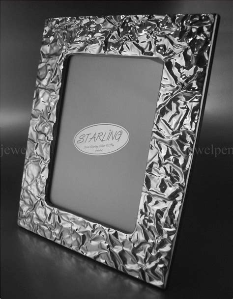 Massive Sterling Silver Photo Frame Polished Creased Effect X