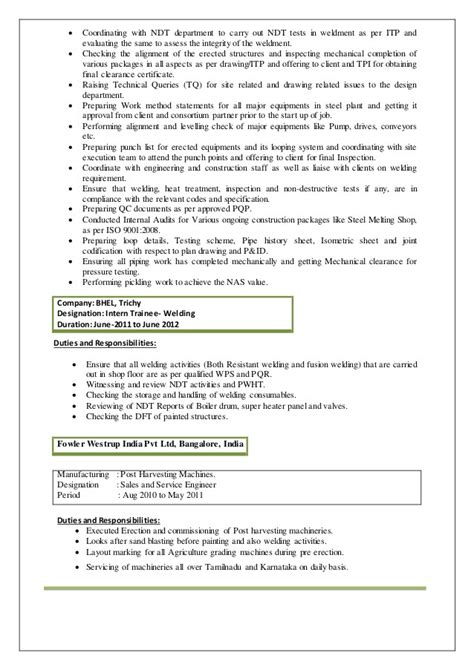 Welding Engineer Resume Williamson Ga Us