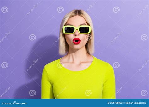 Portrait Of Impressed Ecstatic Woman With Bob Hairdo Dressed Yellow Top