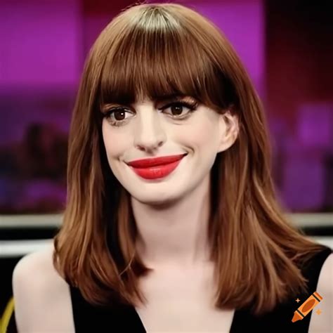 Anne Hathaway Getting Her Bangs Trimmed On A Talk Show