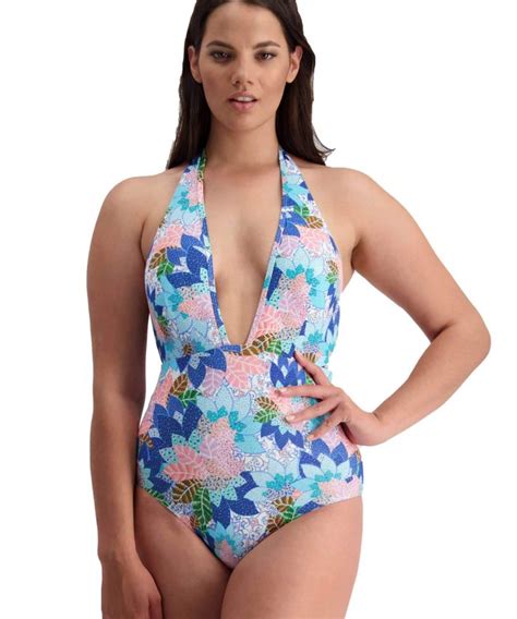 Moontide Swimwear Midsummer Night Halter Bikini Top Plunge One Piece