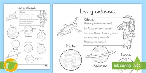 Ficha De Actividad Lee Y Colorea Los Planetas