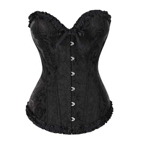 Eqwljwe Body Shaper For Women Floral Black Lace Trim Corset Overbust