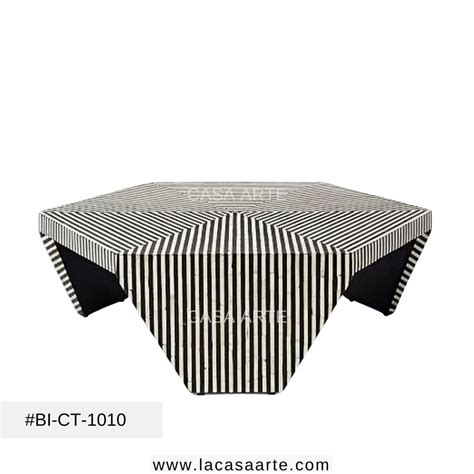 Casa Arte Black Hexagonal Bone Inlay Coffee Table Size X X Cm