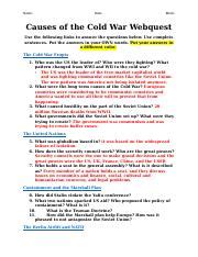 Causes Of The Cold War Webquest Docx Name Date Block Causes Of The