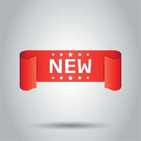 New ribbon vector icon. Discount, new arrival sticker label on white
