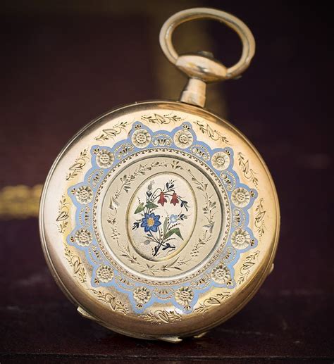 Beautiful French Solid 18k Gold And Enamel Pocketpendant Lady Watch