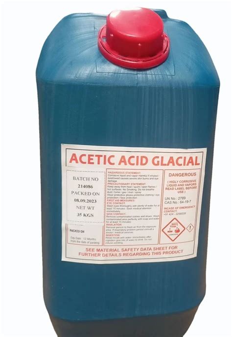 Transparent Acetic Acid Glacial For Industrial Packaging Size 35 Kg