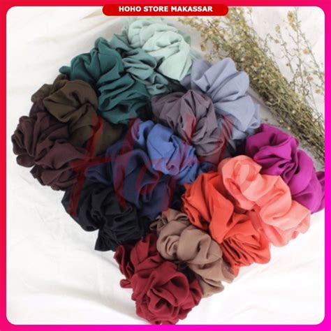 Jual Scrunchie Ikat Rambut Warna Polos Kunciran Kuncir Rambut