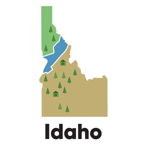 Idaho Mapa Forma Estados Unidos Am Rica Floresta Verde Desenhado M O